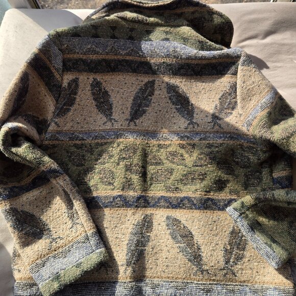 Vintage Nomadic Trader Wool Coat Womens Size Medium Native Style Feather Button - Picture 5 of 10